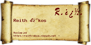 Reith Ákos névjegykártya